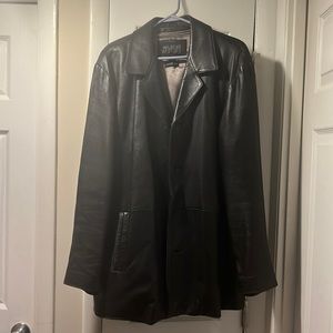 Men’s black leather blazer In good condition soft leather